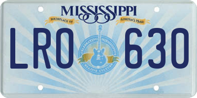 MS license plate LRO630