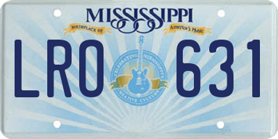 MS license plate LRO631