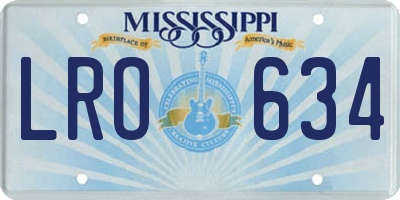 MS license plate LRO634