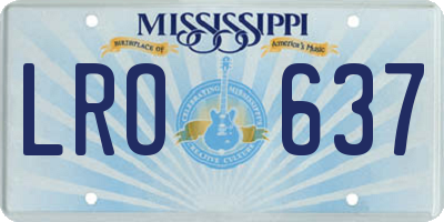 MS license plate LRO637