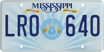 MS license plate LRO640