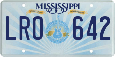 MS license plate LRO642