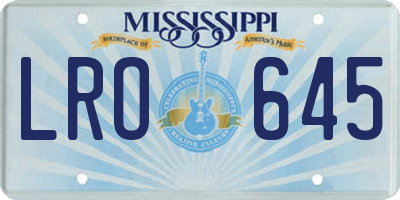 MS license plate LRO645