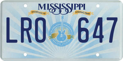 MS license plate LRO647