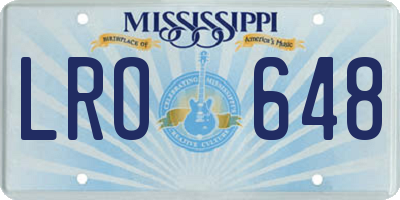 MS license plate LRO648