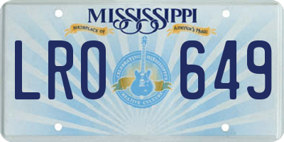 MS license plate LRO649