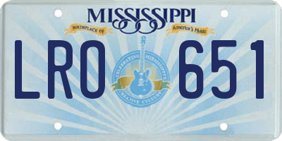 MS license plate LRO651
