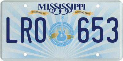 MS license plate LRO653