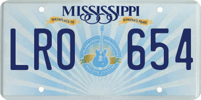 MS license plate LRO654
