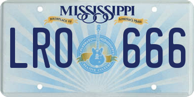 MS license plate LRO666