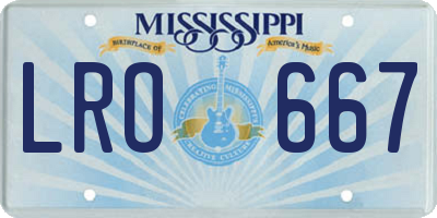 MS license plate LRO667
