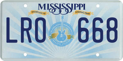 MS license plate LRO668