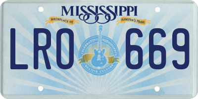MS license plate LRO669