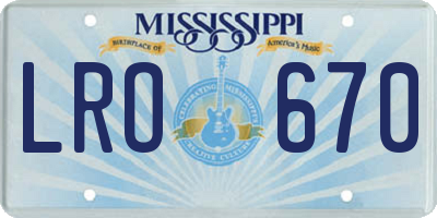 MS license plate LRO670