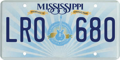 MS license plate LRO680
