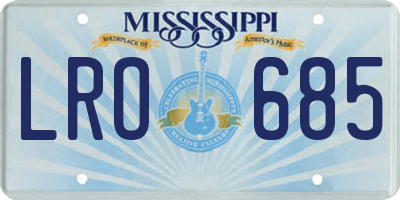 MS license plate LRO685
