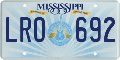 MS license plate LRO692