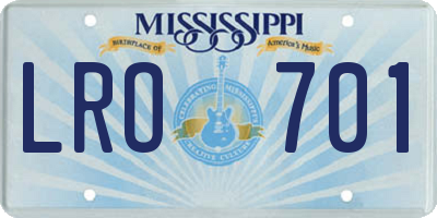 MS license plate LRO701