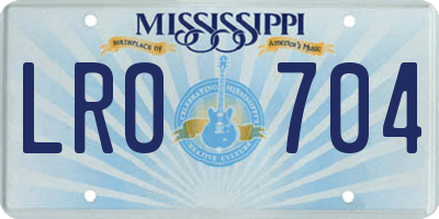 MS license plate LRO704