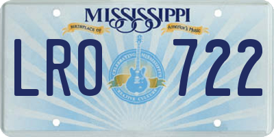 MS license plate LRO722