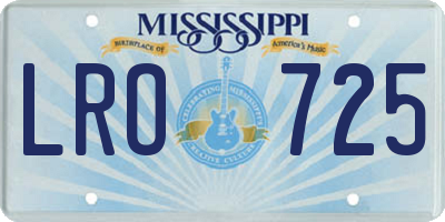 MS license plate LRO725