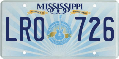 MS license plate LRO726