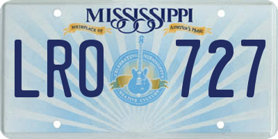 MS license plate LRO727