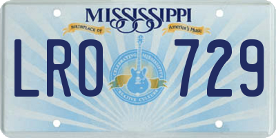 MS license plate LRO729