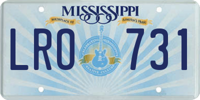 MS license plate LRO731