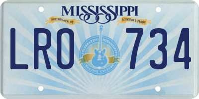 MS license plate LRO734
