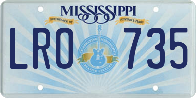 MS license plate LRO735