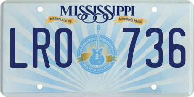 MS license plate LRO736