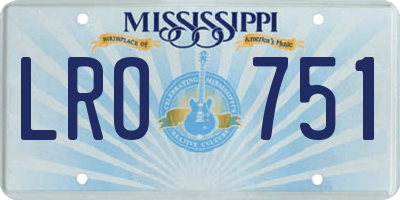 MS license plate LRO751