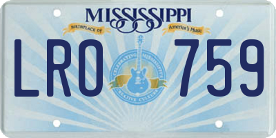 MS license plate LRO759
