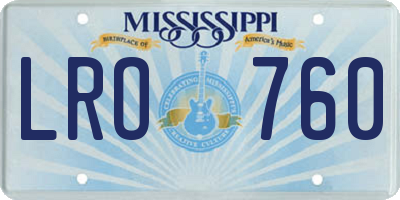 MS license plate LRO760