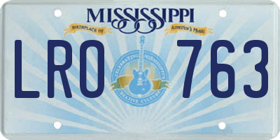 MS license plate LRO763