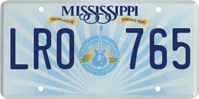 MS license plate LRO765