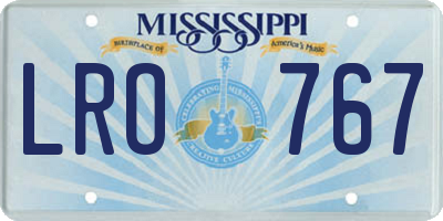 MS license plate LRO767