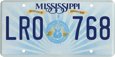 MS license plate LRO768