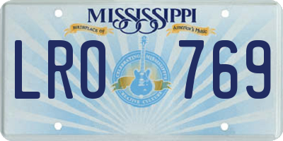 MS license plate LRO769