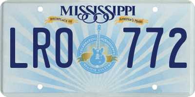 MS license plate LRO772