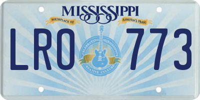 MS license plate LRO773