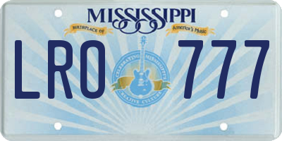 MS license plate LRO777
