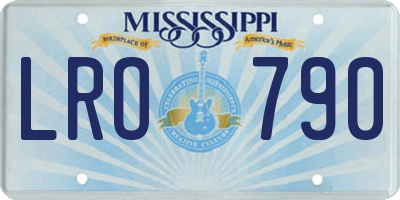 MS license plate LRO790