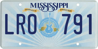 MS license plate LRO791