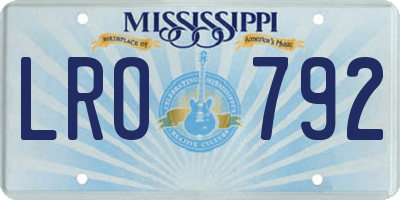 MS license plate LRO792