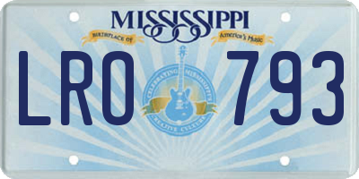 MS license plate LRO793