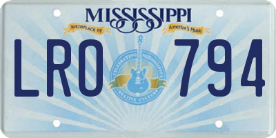 MS license plate LRO794