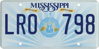 MS license plate LRO798