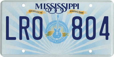 MS license plate LRO804